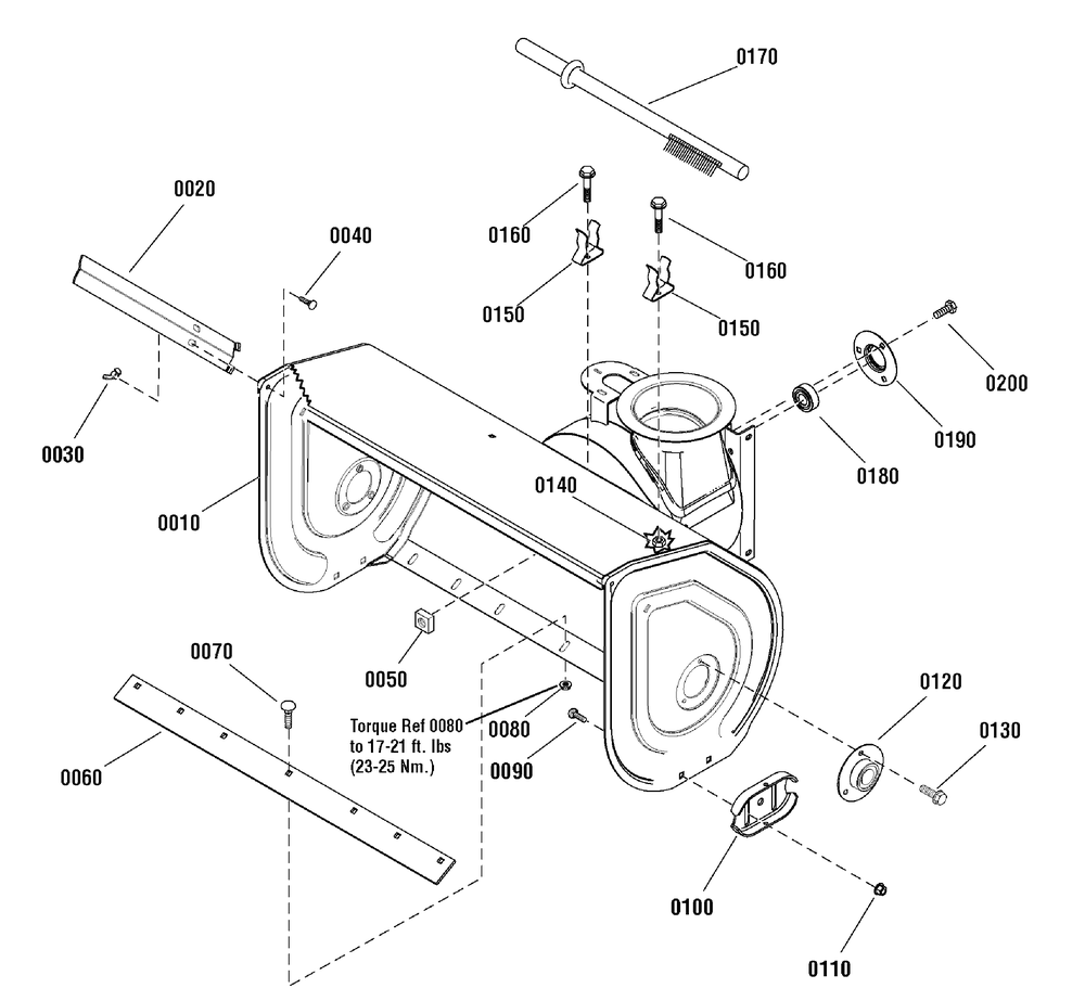 Auger Housing Group Diagram and Parts List for 1695864-18-2852-31 2010 Briggs and Stratton Snow Blower